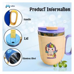 FunBlast Insulated Vacuum Mug with Handle and Lid Unicorn Multicolour - 400 ml image 4