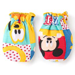 Babyhug Disney  Cap Mitten & Booties With Mickey Mouse All Over Print- Yellow image 4