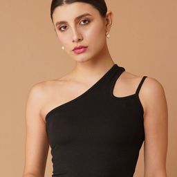Chemistry One Shoulder Crepe Crop Top-image-42