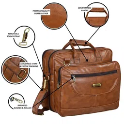LOREM Unisex Textured Synthetic Leather Laptop Bag image 5