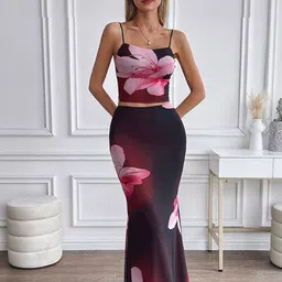 Outzidr Women Floral Print Shoulder Straps Co-Ords-picture-13