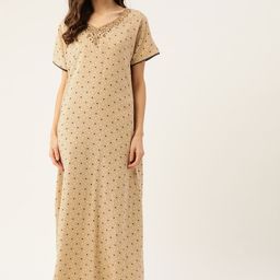 ETC Beige & Brown Printed Nightdress-image-8