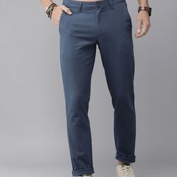 Roadster Men Blue Regular Fit Solid Regular Trousers-image-6