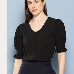 Chemistry Puff Sleeves Crepe Top-image-81