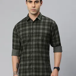 Majestic Man Poly Cotton Smart Slim Fit Checked Casual Shirt-image-27