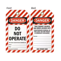 LISC Rectangle Type Safety DO NOT OPERATE Tag White & Red ,LISC –DT-DC (Set of 10)-12
