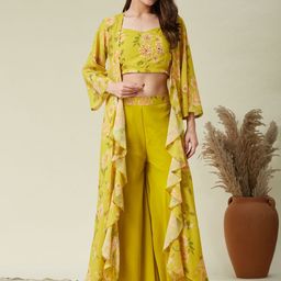MOKOSH Floral Printed Georgette Top With Shrug And Palazzo-image-55