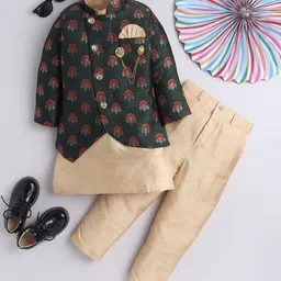 BAESD Boys Ethnic Motifs Printed Regular Thread Work Kurta with Pyjamas-15