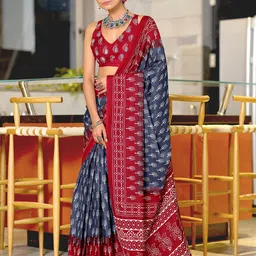 LeeliPeeri Designer Batik Block Printed Mulmul Cotton 1-Minute Ready to Wear Saree-picture-1