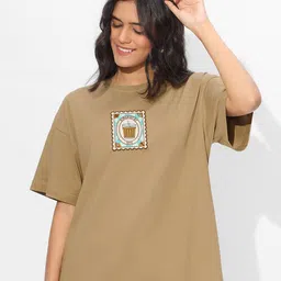 The Souled Store Women Solid Round Neck Cotton Oversized T-shirt-picture-44