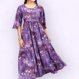 PAMPER YOURSELF Printed Fit & Flare Maxi Dress-image-3