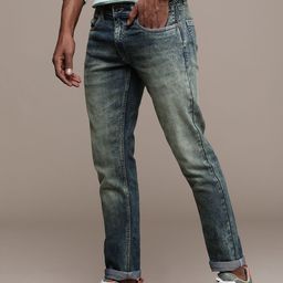 WROGN Men Mid Rise Slim Fit Heavy Fade Stretchable Jeans-image-57