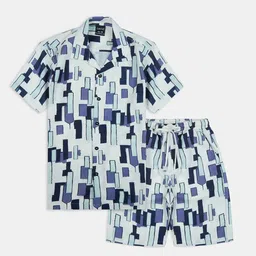 CAVIO Boys Printed Cuban Collar Pure Cotton Shirt With Shorts-image-40