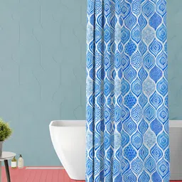 ArtzFolio Blue & White Ethnic Motifs Printed Waterproof Shower Curtain-image-55
