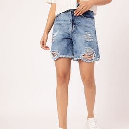DressBerry Women Raw Edge Ripped Denim Shorts-image-95