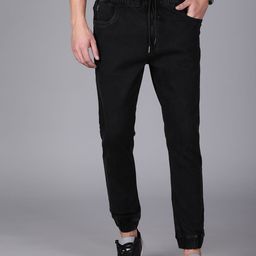 WROGN Men Black Jogger Fit Mid-Rise Clean Look Stretchable Jeans-image-85