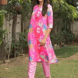 GULABI DORI Printed Pure Cotton Tunic With Trouser-image-1