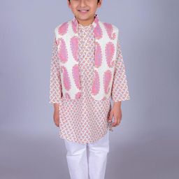 FabJunior Boys Purple Pure Cotton Kurta Sets-image-84