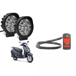 Cartronics 9 Round Cap LED Fog Light With On/Off Switch for Honda Activa 125 (Set of 2 Pcs)-85