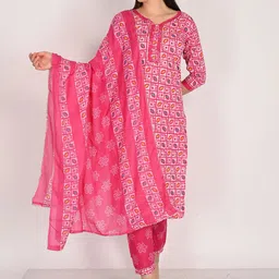 Roly Poly Women Floral Printed Regular Kurti with Pyjamas & With Dupatta-picture-21