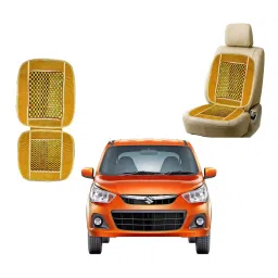 Auto Pearl Polyester, Cotton Front Vehicle Seating Pad Beige for Maruti Suzuki Alto K10-40