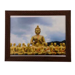 eCraftIndia Multicoloured Buddha with Monks UV Framed Wall Art-image-95