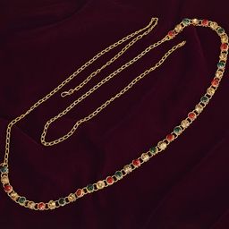 MEMOIR Goldplated Faux Emerald Ruby & Imitation Diamonds Traditional Jewellery Set-23