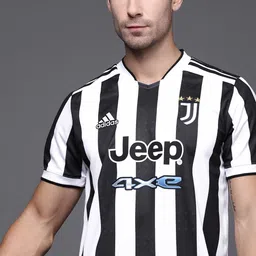 ADIDAS Men White & Black Striped JUVENTUS AEROREADY Football Sustainable Football T-shirt-picture-17