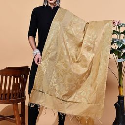 LOOM LEGACY Floral Woven Design Silk Dupatta With Zari-picture-8