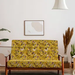 Chumbak Memsaab Love Seat Dragonfruit Palampur Yellow Floral Printed Two Seater Couch-image-45
