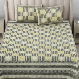 BED-SHEET.COM Green Ethnic Motifs Print180 TC Pure Cotton King Bedsheet Set 2.74m x 2.28m-image-33