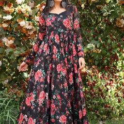BAESD Floral Printed Maxi Ethnic Dress-image-93