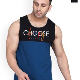 SLOWLORIS Pack Of 2 Typography Printed Combed Cotton Gym Vests-picture-14