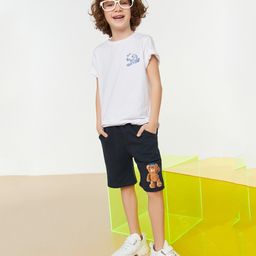 trendyol Solid  Knee Length Shorts - Navy Blue-image-1