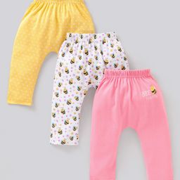 Babyhug Full Length Diaper Pants Bee Print Pack of 3 - Multicolour-image-67