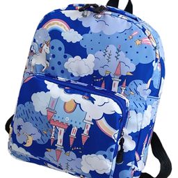 SYGA Bag Unicorn Cartoon Backpack Nylon Kids Chest Multi Purpose Shoulder Bag Printed Sea Blue - Height 9.8 Inches-3