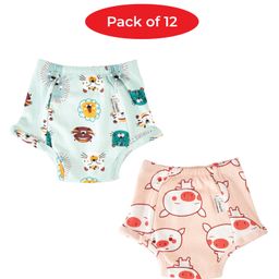 Snugkins 100% Cotton Reusable Potty Training Pullup Pants Picture Perfect Size 1 Pack of 12 - Multicolor-91