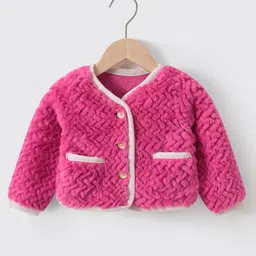 Kookie Kids Full Baggy Sleeves Sweat Jacket with Cable Knit Design - Fuschia-picture-19