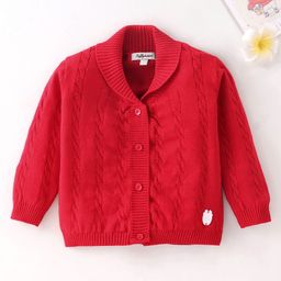 ToffyHouse Full Sleeves Cardigan Solid Colour - Red-image-95