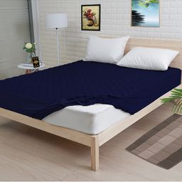 ADBENI HOME Rich Micro Piece Fabric Quilted Waterproof Mattress Protector - Navy Blue-image-83