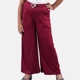 Kiddopanti Solid Flared Pant - Red-image-4