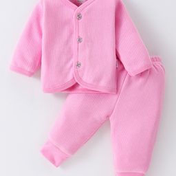 Mom's pet Cotton Full Sleeves Solid Coordinating Thermal Set - Pink-image-40
