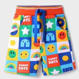 Babyhug Terry Knit Mid Thigh Smiley Printed Shorts - Multicolor-image-72