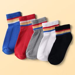 Pine Kids Cotton Knit Ankle Length Socks Pack Of 5 (Colour May Vary)-image-63