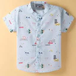 Dapper Dudes Half Sleeves Cars Printed Shirt - Blue-picture-30