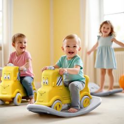 3 in 1 Baby Rocker & Ride on Toy Car for Kids - Yellow| Manual Push Ride| Balancing Board| Anti Slip Handle| Rocking Chair for Toddlers| Indoor Outdoor Rocker for Babies 1-3 Years-image-97