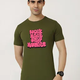 KaamBhari Typographic Printed Round Neck Pure Cotton T-shirt-picture-33