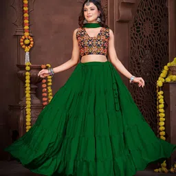 KALINI Embroidered Thread Work Semi-Stitched Lehenga & Choli With Dupatta-picture-58