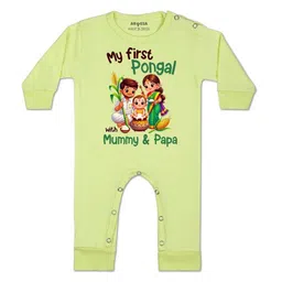 Arvesa Kids-Unisex Yellow Cotton Rompers-picture-8