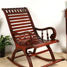 DZYN Furnitures Brown Teak Wood Rocking Chair-image-47